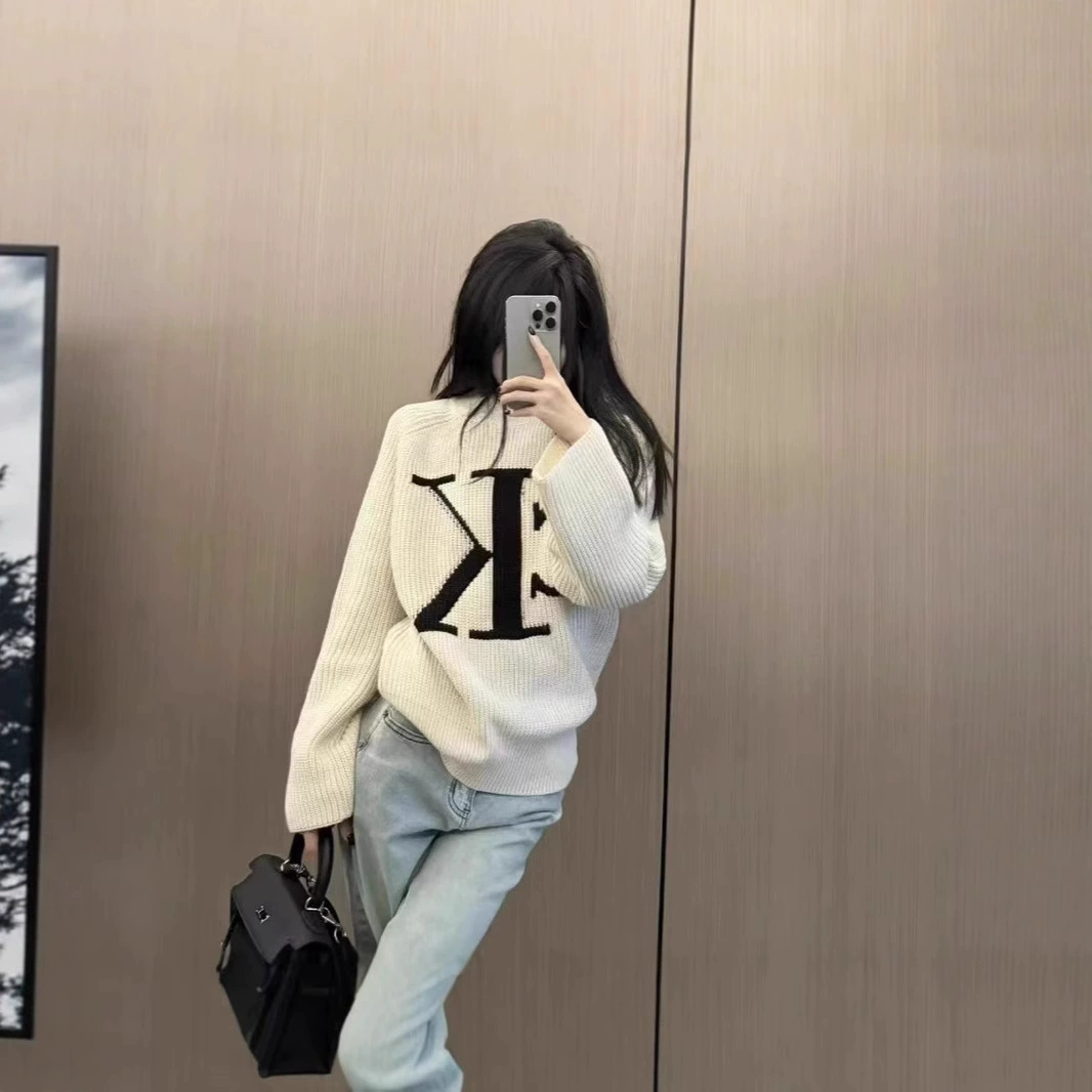 Новый продукт c домашний свитер осень и зима новый классический жаккардовый свободный универсальный вязаный свитер с круглым вырезом в одном стиле для мужчин и женщин