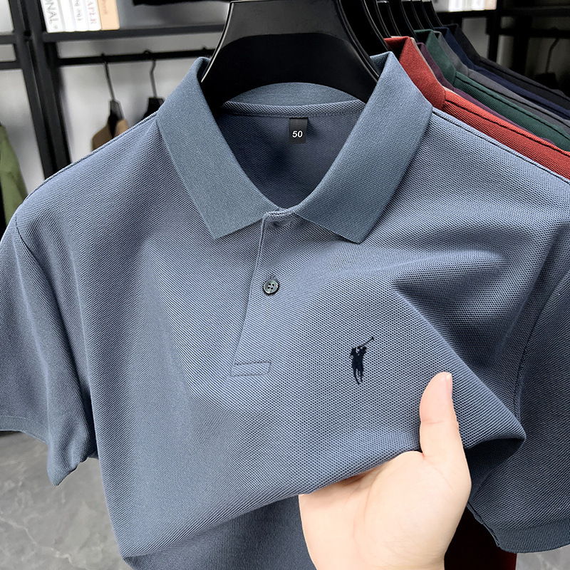 ポール100% 綿tシャツ男性ビジネスカジュアル純綿poloシャツが襟を返しています。|undefined