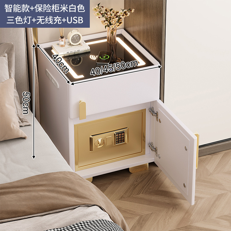 Mesita de noche inteligente caja fuerte todo en uno lujo ligero sensación de alta gama Dormitorio doméstico 2024 nueva caja fuerte multifuncional pequeña