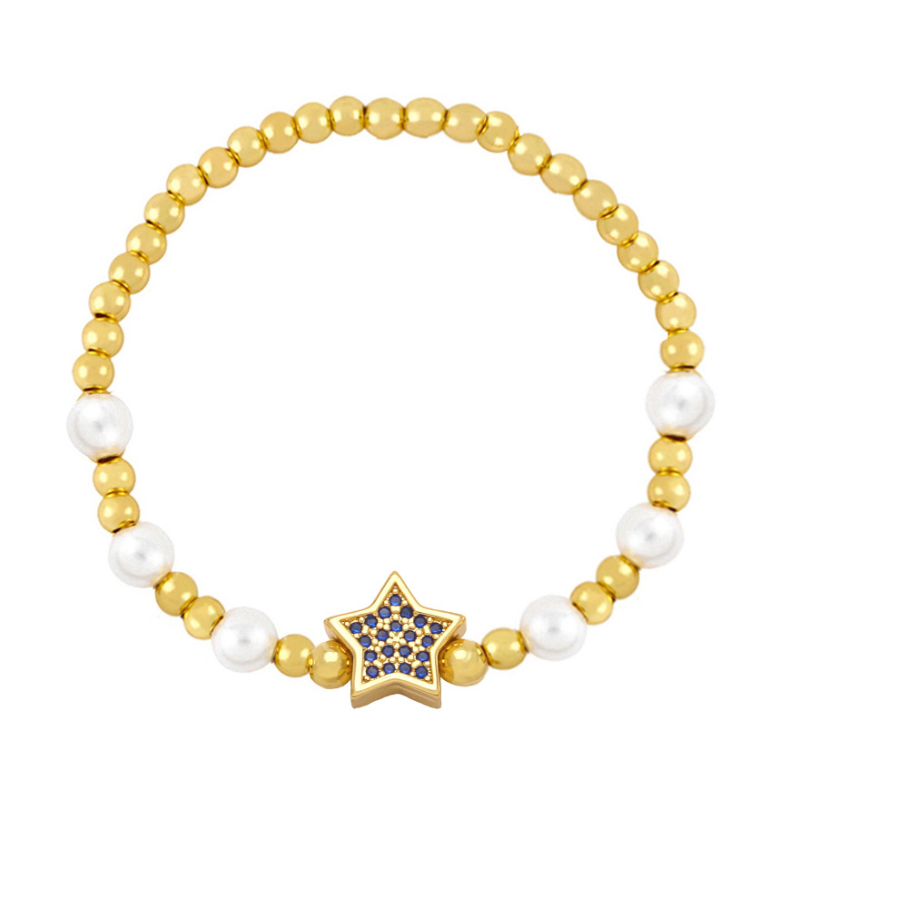 Fashion Star Copper Bracelets Pearl Gold Plated Zircon Copper Bracelets