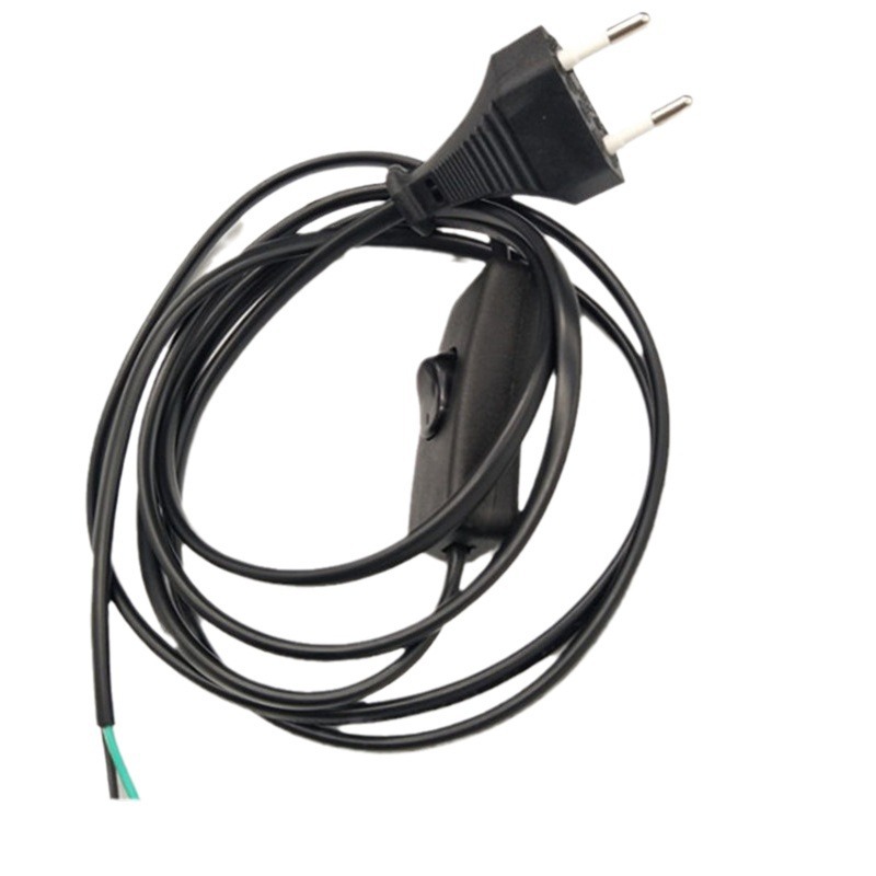 供应 欧洲市场台灯电源线1.8米白色扁插303开关