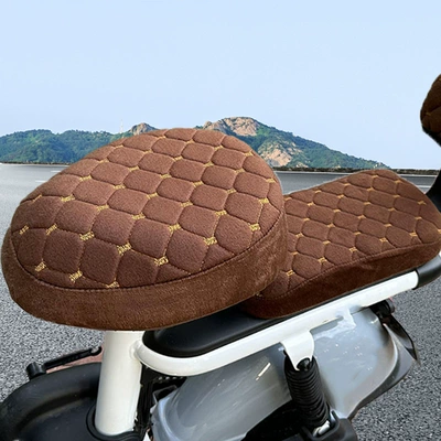 Warm Cover, Electric car cushion - brown-round-head-front-seat-cover-rear-seat-cover