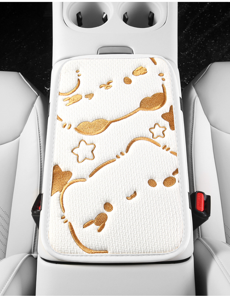 Cross-border cute armrest box pad car cat embroidery four seasons universal armrest pad car center armrest hand pad