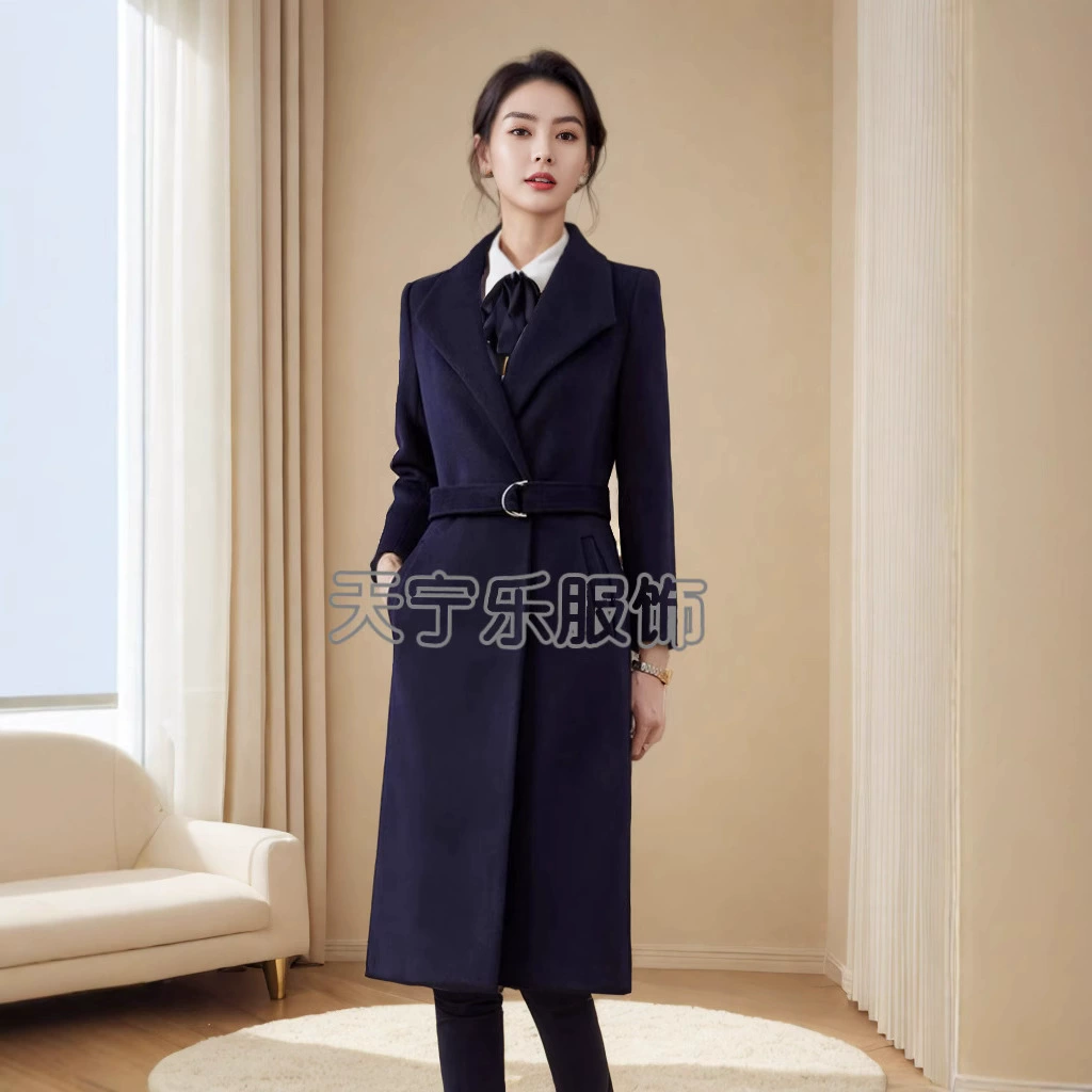 Профессиональная одежда шерстяное пальто для женщин среднего и длинного темперамента стройное шерстяное пальто