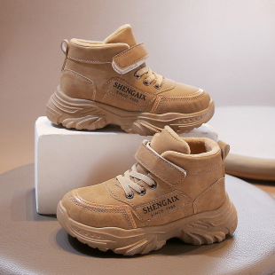 Children's shoes girls martin boots autumn and winter 2024 new fleece-lined thick children's snow boots girls big children's cotton shoes
