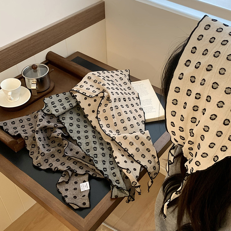 Turbante de mujer pastoral viento de verano nuevo collar de cuello de moda bufandas de punto de onda personalidad bufandas de triángulo de punto correa de cabello atada correa de cabello