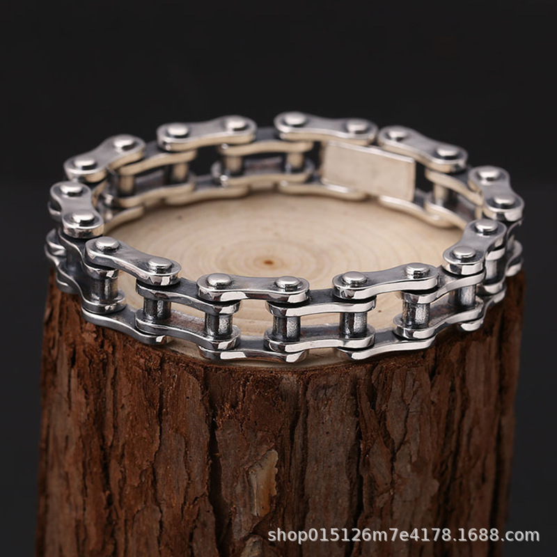 European and American Cross-border Bracelet Men's Personalized Trendy Stainless Steel Bicycle Chain Style Bracelet Charm Men's Bracelet