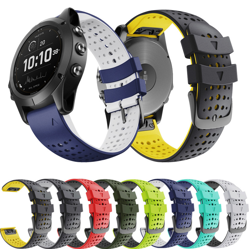 Suitable for Jiaming Fenix 7 Silicone Round Hole Double Color Strap Fenix6 6Pro 5 945 s60/s62 Wristband