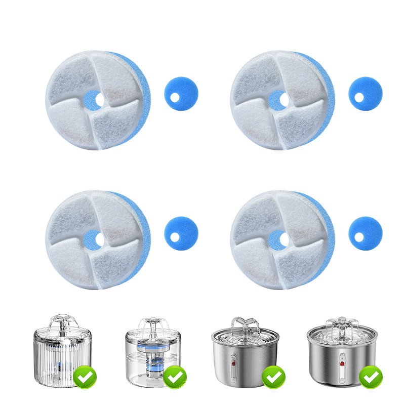 Filtros para bebedores de agua para mascotas adaptados a una variedad de bebedores de agua para gatos multifiltración de cabello de filtro de algodón carbón activado