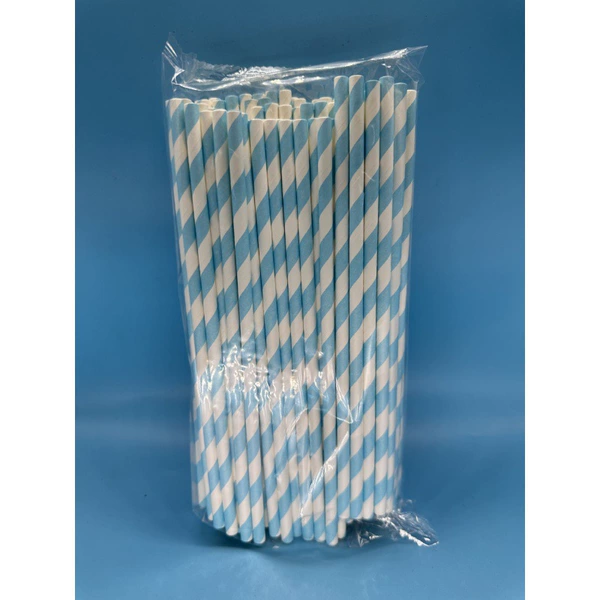 Light blue stripes 6*197 flat mouth/bare tube/100 pieces/three layers of paper