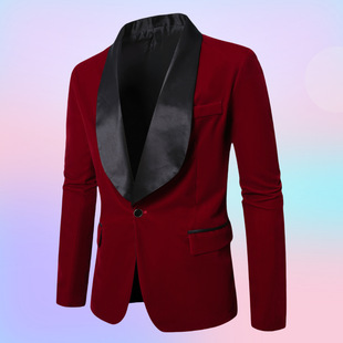 2025 Amazon Cross-Border Men's Velvet Suit Jacket Business Casual Wedding Suit Banquet Host Dress