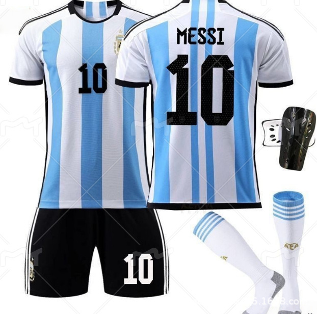 2022 World Cup Argentina Football Uniform No. 10 Messi Home Jersey Set Football Sportswear Jersey