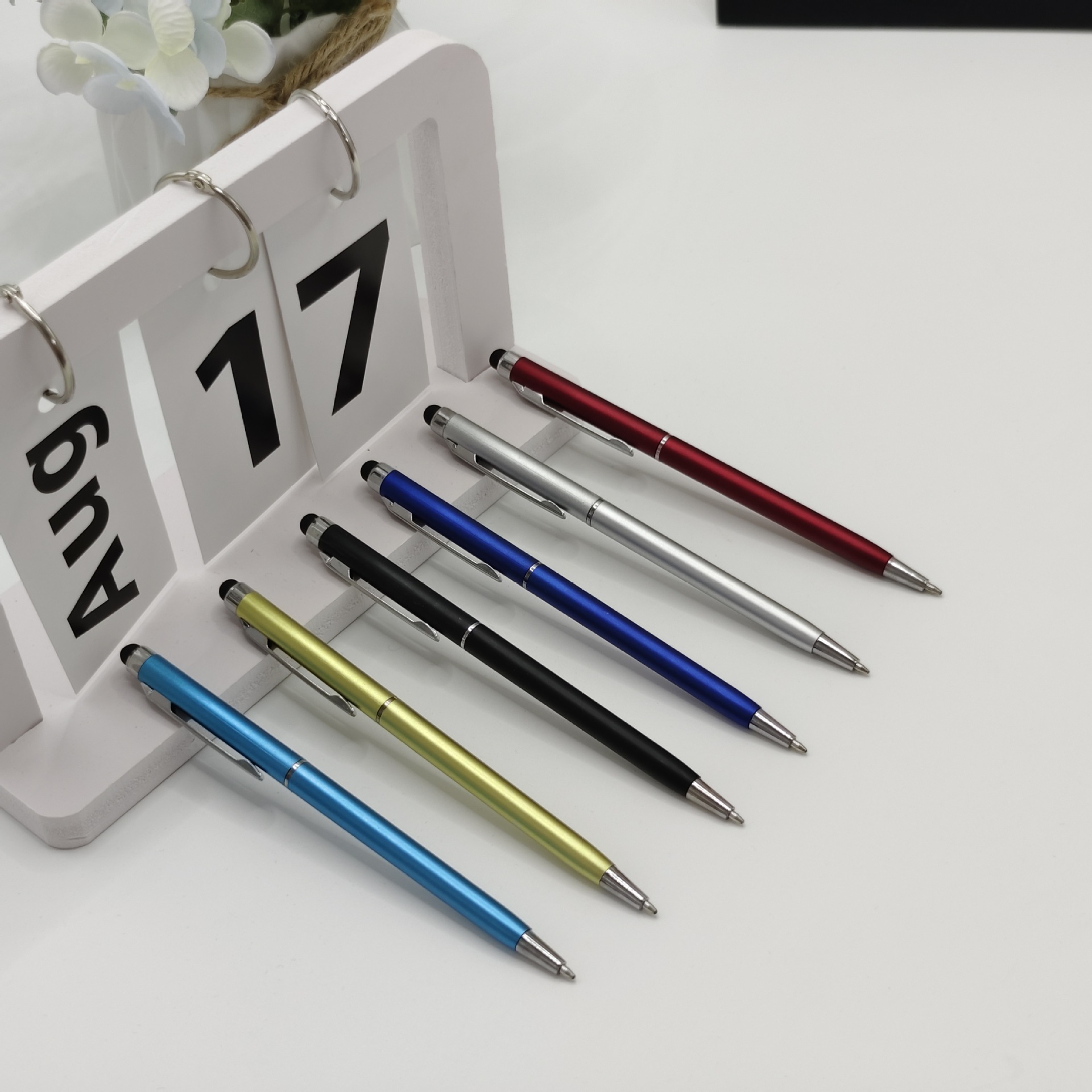 Presionar el lápiz táctil de doble cabeza tablet teléfono móvil de dibujo juego lápiz táctil de condensador de escritura manual lápiz multicolor portátil