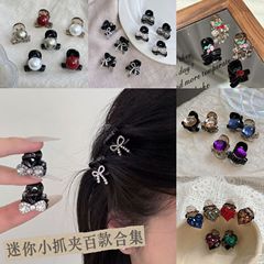 パールラインストーンリボン小さなグリッパーハイエンド前髪ヘアプリンセスヘアグリッター小さなクリップ新しいヘアアクセサリー