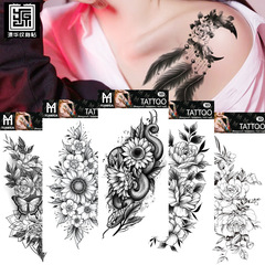 Plain Flower Tattoo Sticker New Waterproof Tattoo Sticker Realistic Social Rose Factory Wholesale Dark Tattoo Sticker