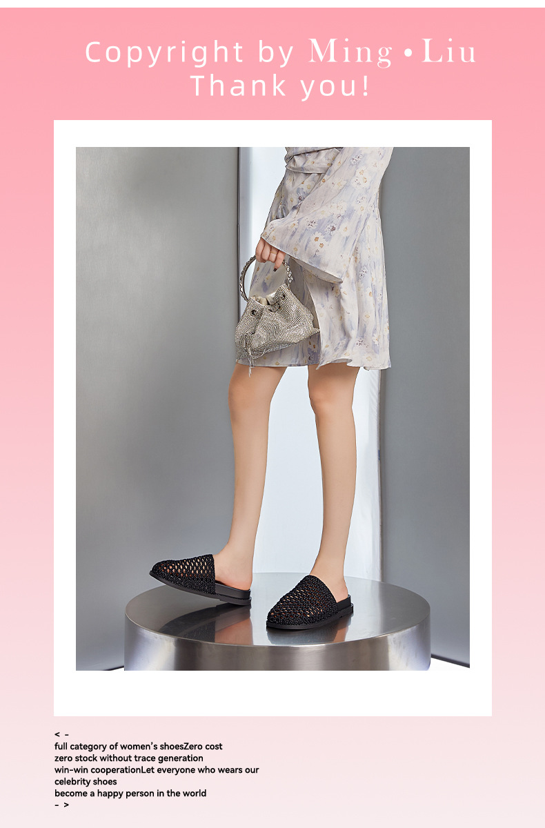 Damernas sommar mules platta flätade sandaler stilfulla_voghion.com