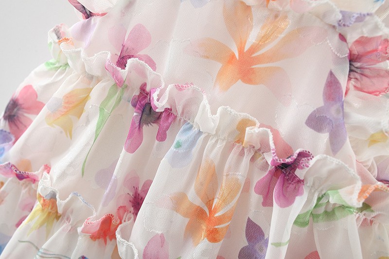 Pastoral Flower Chiffon Girls Dresses display picture 13