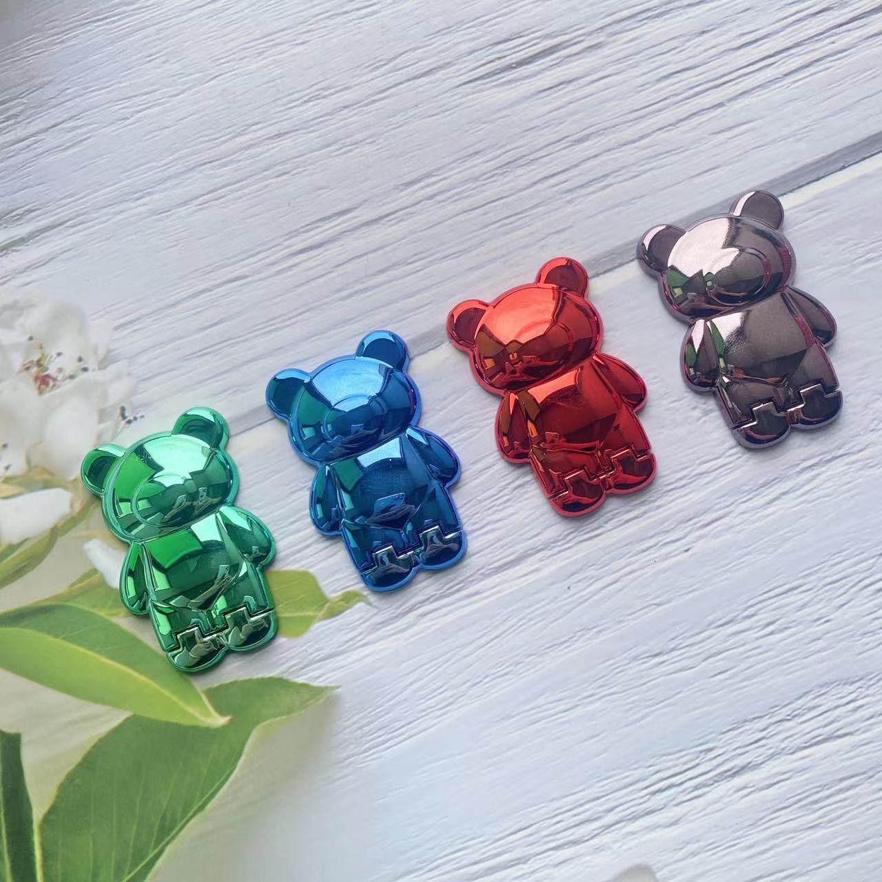 Multi functional invisible phone holder, solid color electroplated cartoon back sticker, cute teddy bear pull rod,_voghion.com