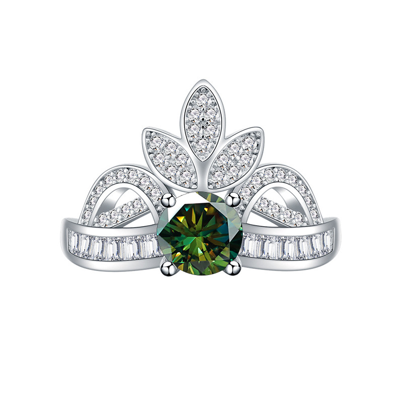 Transfronterizos para la corona 1 quilates anillo de piedra de moissan mujer 925 plata esterlina ins viento joyería accesorios de moda de mujer europea y americana