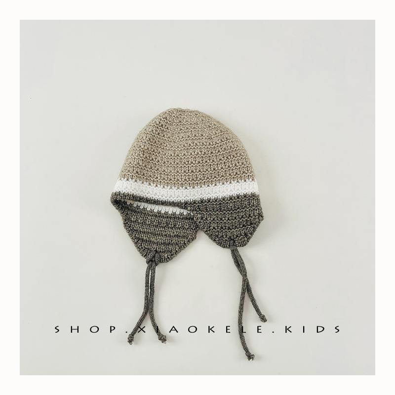 Coreana inns niños sombrero de punto otoño invierno retro color color para niños sombrero de protección de orejas cóncavo sombrero de abrigo frío
