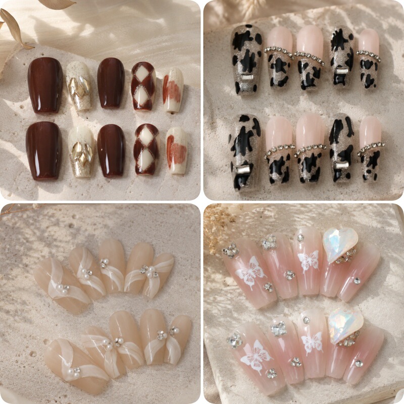 【Handmade】Cross-Border European and American Leopard Print and Plaid Nail Art with Dazzling Rhinestones, Pure and Gentle, High-End Short Style Press-On Nails 【Handmade】Cross-Border European and American Leopard Print and Plaid Nail Art with Dazzling Rhinestones, Pure and Gentle, High-End Short Style Press-On Nails