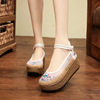 Ethnic footwear platform from pearl, slip-ons, ethnic style, with embroidery