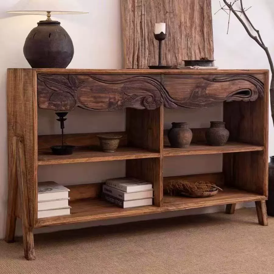 Старый шкаф для хранения вяза гостиная с боковой полкой