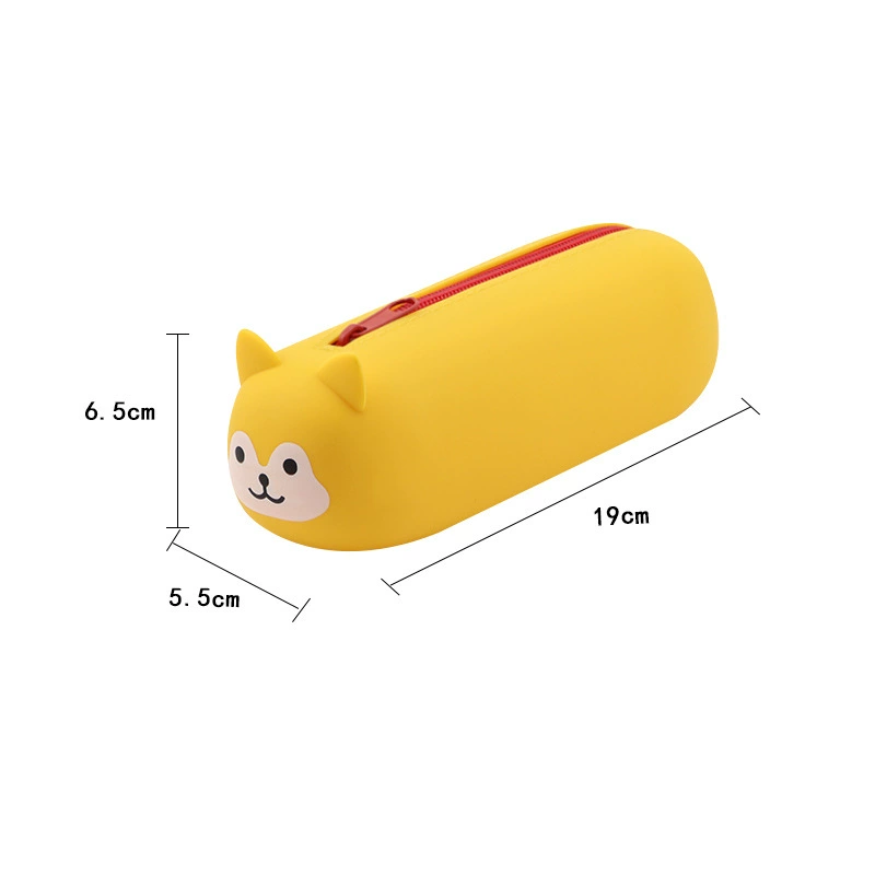 Cartoon silicone handheld cute capacious pencil case, universal storage bag for students, new collection, fall protection