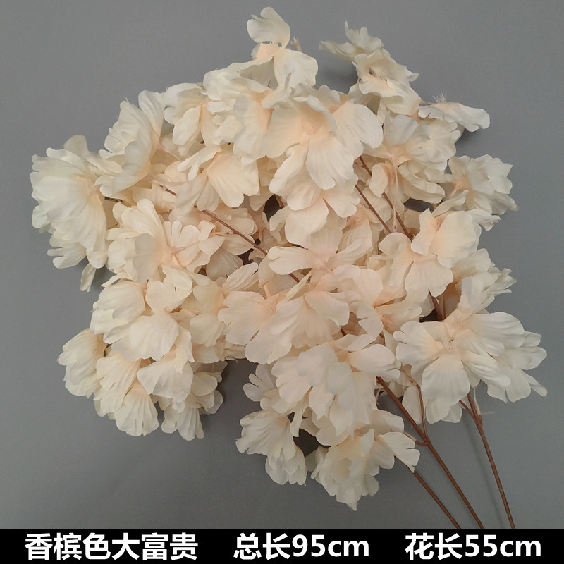 シャンパン色の結婚式の花の花の花の材料の結婚祝いの装飾の花の講堂の装飾の花のプラスチックの花の道は花の造花を導いています。|undefined
