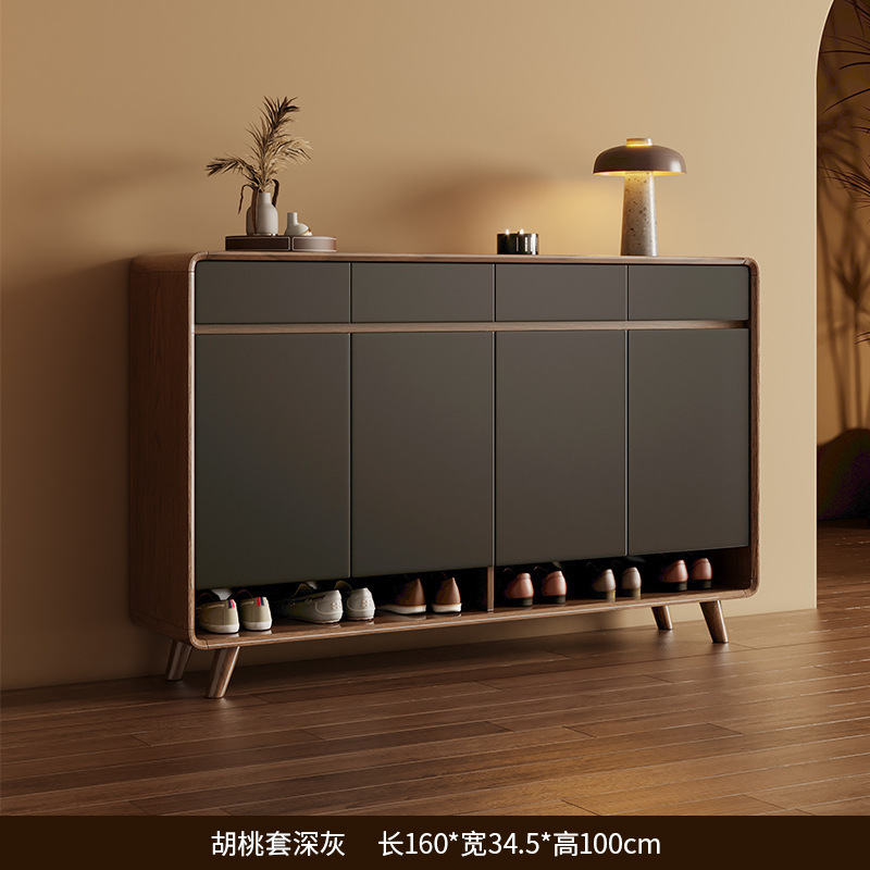 实木入门鞋柜家用门口楼道外电梯入户进门一体靠墙2025新款玄关柜|undefined