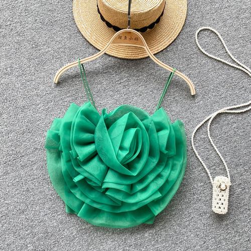 Pure desire flower camisole women's summer design niche sexy hottie temperament outer wear holiday style short top