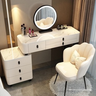 New All-Solid Wood Dressing Table Internet Celebrity Light Luxury Bedroom Modern Simple Makeup Mirror Slate Table and Cabinet Integrated New Product