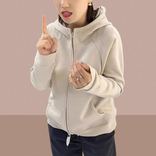 New Meat Covering plus size Women's Top Loose Casual Solid Color Wide Zipper Jacket High Collar Hat Simple Cardigan