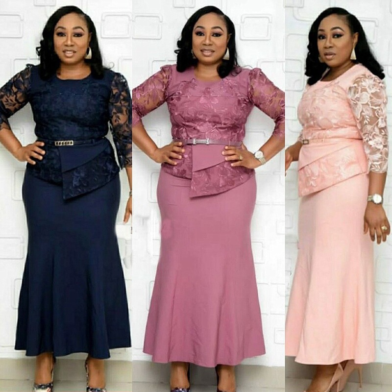 XL 5XL Extra Large Size Women's Clothing Amazon Autumn New Lace Patchwork Dress Long Skirt Jx020