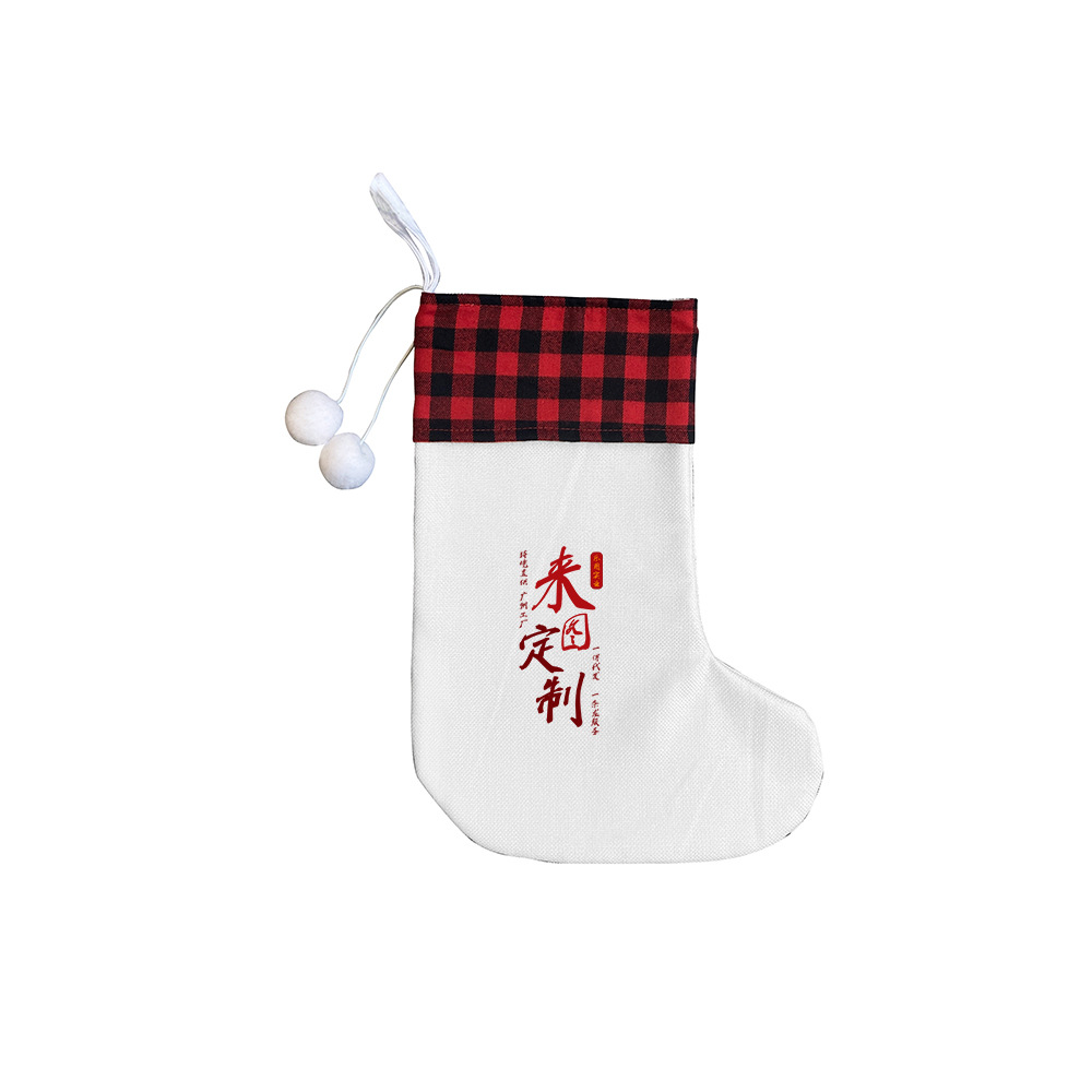 Personalizado con algodón de hortenida calcetines de Navidad calcetines de tela cuadrada a lo largo de bolsas decorativas de árbol de Navidad xqds0436a