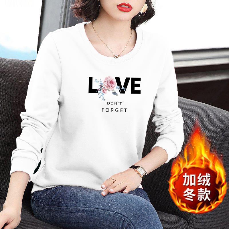 卫衣长袖t恤女春秋2025年新款冬季中年妈妈红色外穿上衣加绒加厚|undefined