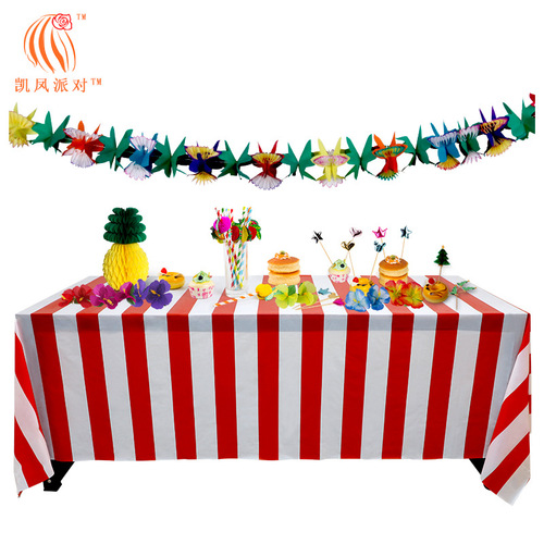 Kai Feng Party Circus Christmas Red and White Striped Table Cloth Holiday Party Table Layout Props New Style