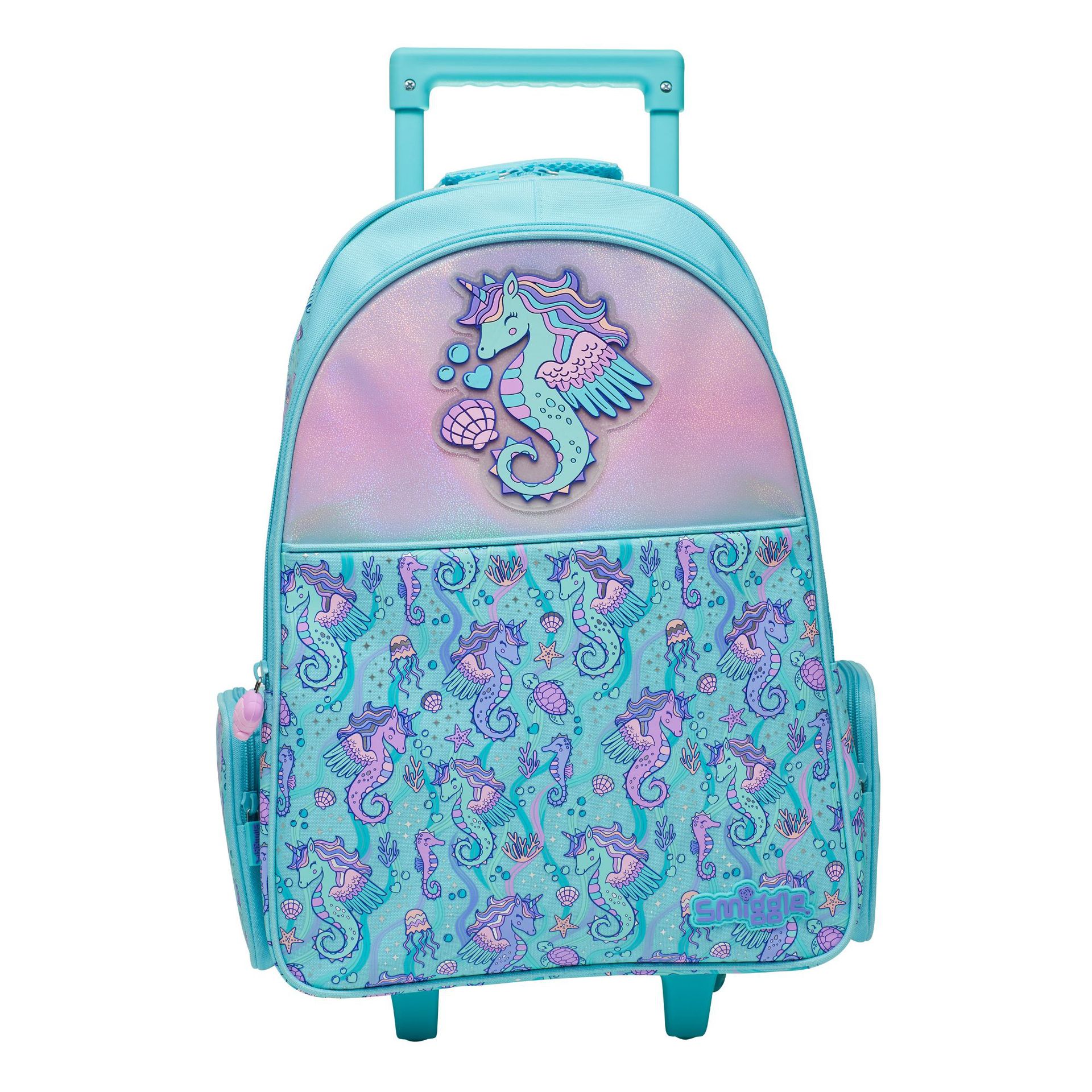 레이크 블루 해마 트롤리 스쿨백