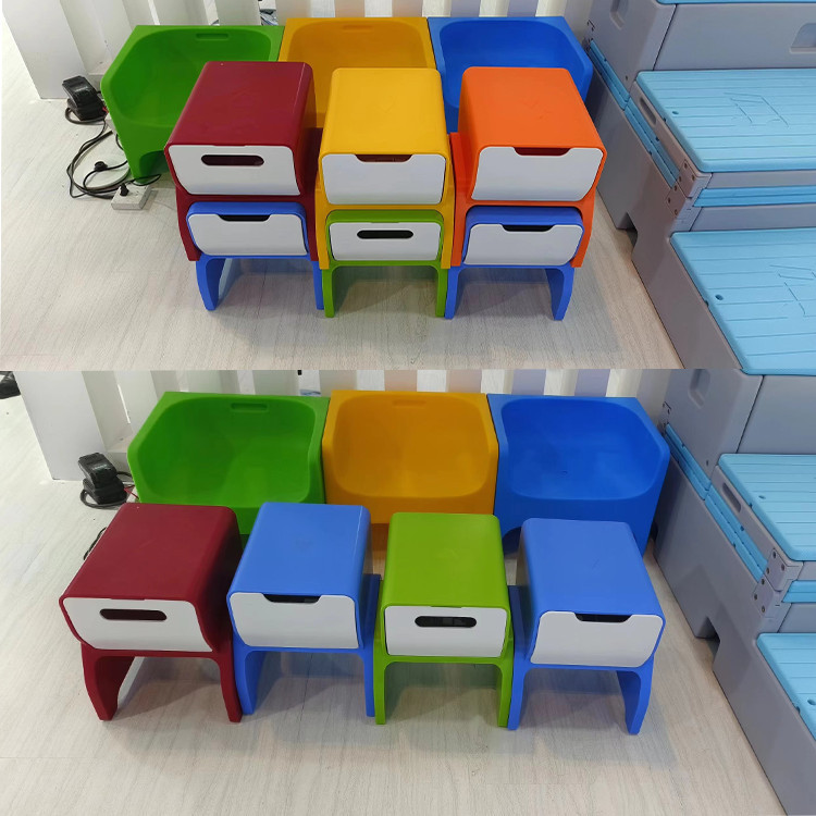 Multifunctional Drawer Music Stool, Building Block Stool, Plastic Injection Molded Hexahedral Music Classroom School Activity Choir Stool