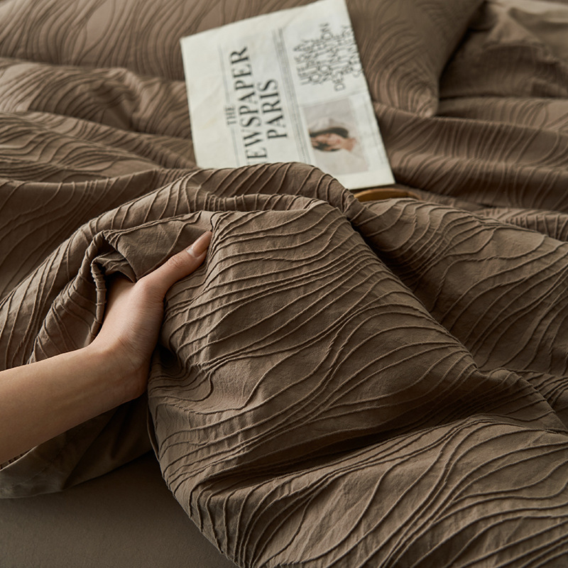 Classe A algodón 100% algodón cuatro piezas Jacquard tres capas de gaza cubierta sábanas de algodón lavado con agua cama cama cama de cama