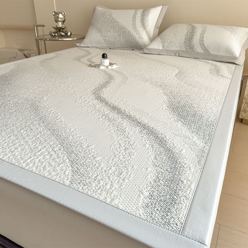 Class a Maternal and Infant Grade 100% Polyethylene Ice Silk Cooling Mat Three-Piece Set, Cooling Summer Washable Air-Conditioned Soft Mat Bed Sheet Style