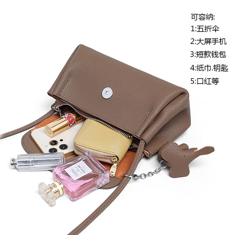 Small elephant cartoon head layer cowhide small square bag leather shoulder bag small bag foreign texture fashion soft leather crossbody bag female