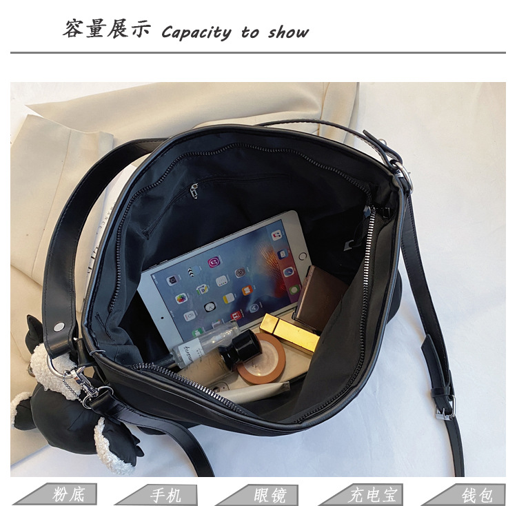 Simple Solid Color Large Capacity One-shoulder Messenger Tote Bag Wholesale Nihaojewelry display picture 2