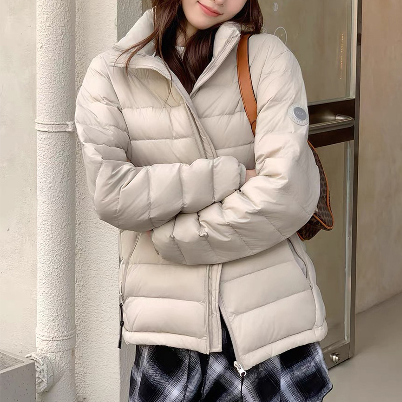 90白鸭绒立领排骨薄款羽绒服女短款2025年秋冬新款小个子情侣外套|undefined