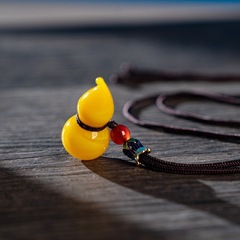 淄博琉璃雞油黃葫蘆掛件項鍊吊墜掛飾古法工藝品福祿百財白菜