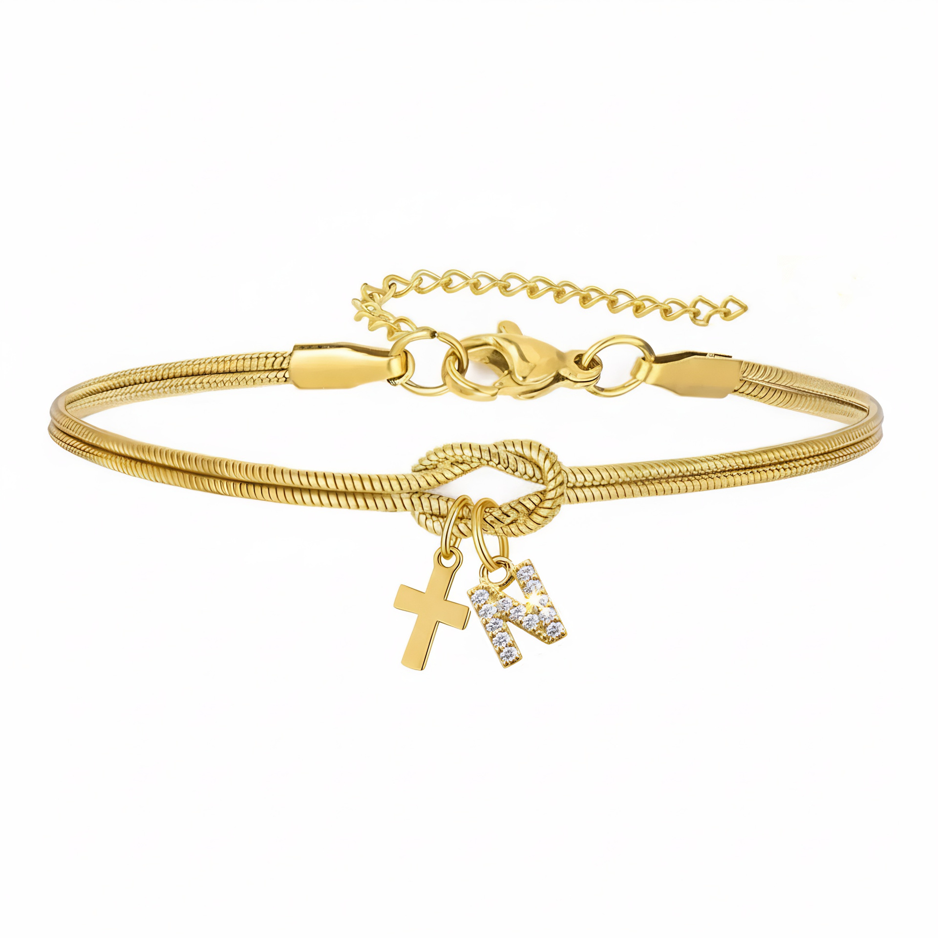 Concentric Knot Snake Bone Bracelet With Diamonds For Women_voghion.com