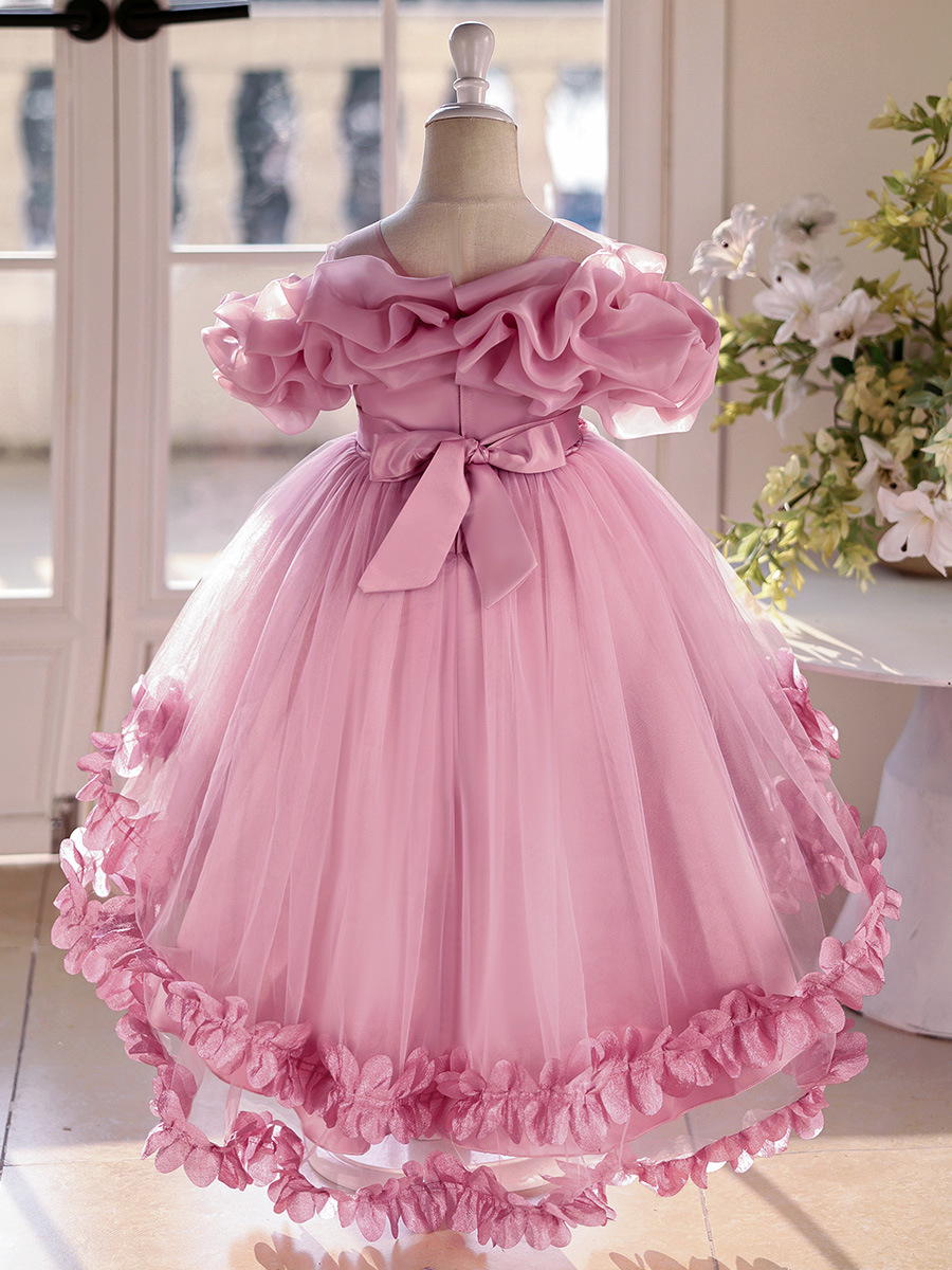Vestido infantil transfronterizo, vestido de novia de alta gama, vestido de princesa, vestido de actuación de piano para niña de las flores, vestido hinchado para niña