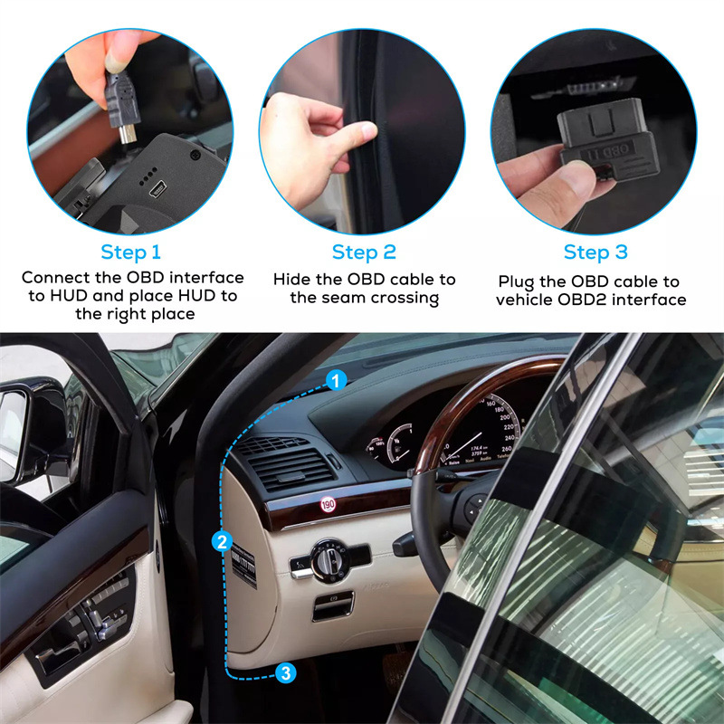 Vehículo HUD head-up monitor P6 HD obd lcd medidor de pendiente detector de coche