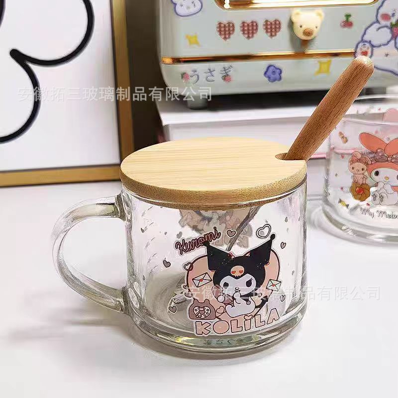 Taza de leche con tapa Taza de pajita Calefacción doméstica con cuchara Taza de impresión linda Taza de desayuno INS Taza de avena Estilo ins