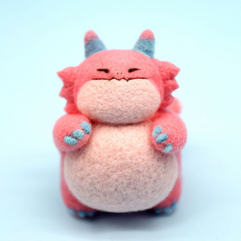 ファットドラゴンウールフェルトポケ手作り DIY 素材パッケージゴールドシャベルファットドラゴンカップルペンダント装飾品|undefined